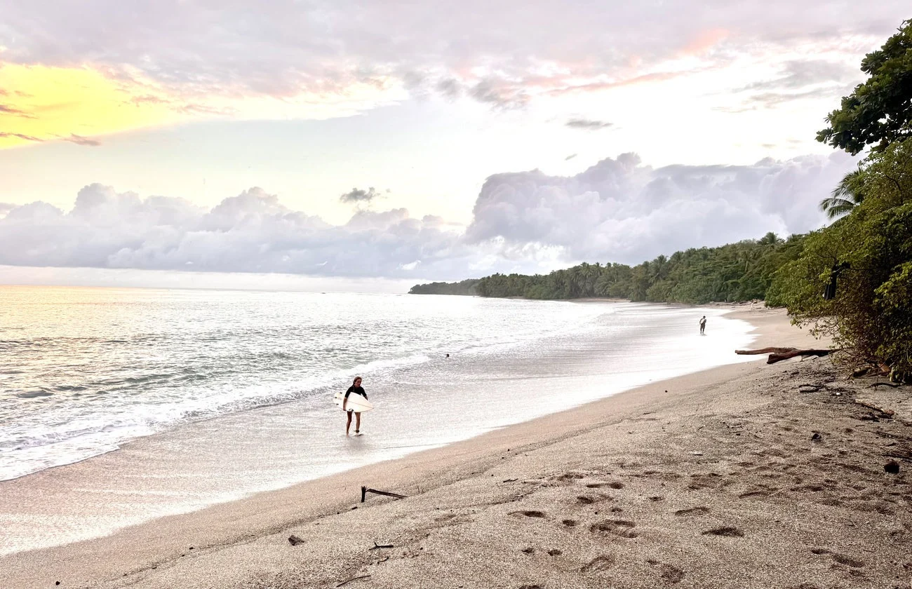Quiet Pacific beach and forested coastline near Cabuya